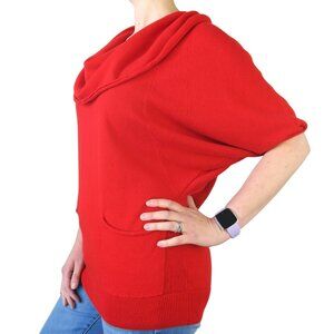 Vince Camuto Red Cowl Neck Sweater – Dolman Sleeves, Pockets, Women’s M